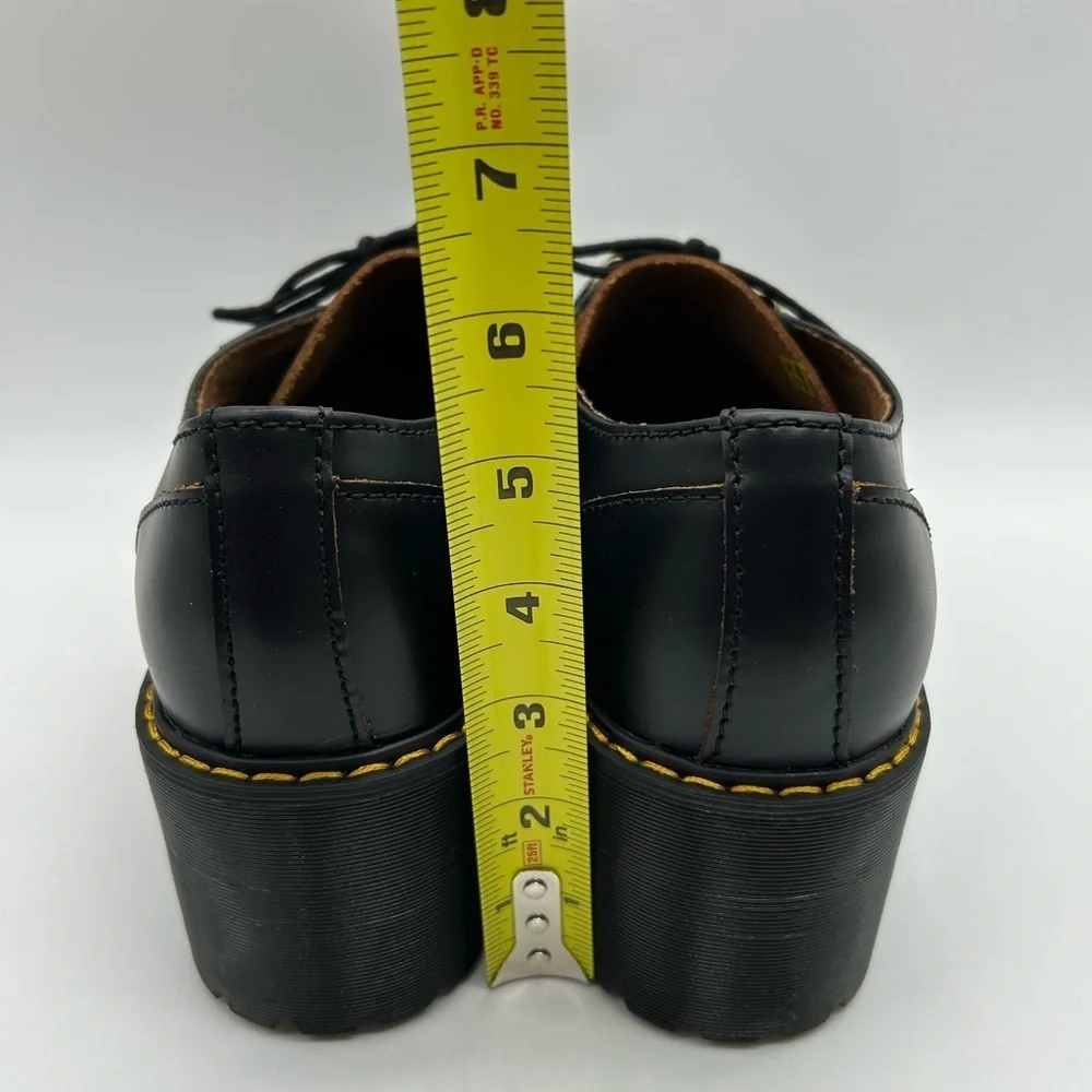 Dr. Martens Leona Lo Platform Oxford Shoes Black Leather Lug Sole Size 10 NWB